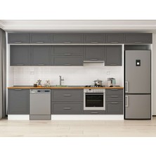 Alvinka 400X240 cm Klasik Mebran Mutfak Dolabı MB-E90S60S50-1 Antrasit - Suntalam