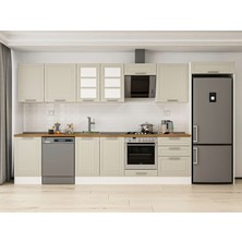 Alvinka 400X222 cm Klasik Mebran Mutfak Dolabı MB-E90S50S60-3 Kumtaşı - Suntalam