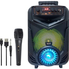 PremiumPort Renkli LED Işıklı Kablosuz Bluetooth Hoparlör ve Mikrofonlu Taşınabilir Speaker