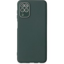 TE Dükkan Buğz Samsung Galaxy A22 Kılıf Lansman Glass Kapak - Koyu Yeşil