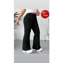 Lesa Wear Büyük Beden Yüksek Bel Toparlayıcı ve Sıkılaştırıcı Ispanyol Paça Tayt, Büyük Beden Spor Tayt