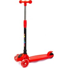 PremiumPort Işıklı 3 Tekerlekli Yükseklik Ayarlı Çocuk Scooter Kırmızı