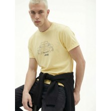 Jeep Bisiklet Yaka Baskılı Sarı Erkek T-Shirt J6SM-TST7336