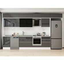 Alvinka 400X240 cm High Gloss Mutfak Dolabı MB-E90S50S60-3 Antrasit - Suntalam