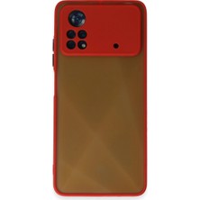 TE Dükkan Buğz Xiaomi Poco X4 Pro 5g Kılıf Montreal Silikon Kapak - Kırmızı