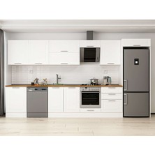 Alvinka 400X222 cm Klasik Mebran Mutfak Dolabı MB-E80S60S60-2 Beyaz - Mdf