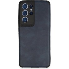 TE Dükkan Buğz Samsung Galaxy S21 Ultra Kılıf Loop Deri Silikon - Lacivert