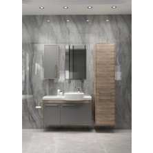 Akademik Mimarlık Akademik Banyo Harmony 100 cm Lavabolu Mdf Banyo Dolabı Seti - Antrasit Ceviz