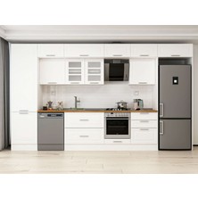 Alvinka 400X240 cm Klasik Mebran Mutfak Dolabı MBB-E80B60S60-3 Beyaz - Suntalam