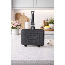 Özbience Sağlam Granit Döküm Ocak Üstü El Tostu 25X18 cm Büyük Boy