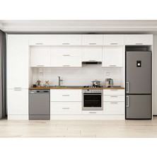 Alvinka 400X240 cm Klasik Mebran Mutfak Dolabı MBB-E80B60S60-2 Beyaz - Suntalam