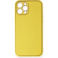 TE Dükkan Buğz Iphone 12 Pro Kılıf Coco Deri Silikon Kapak - Sarı