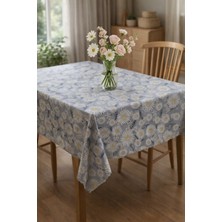 Rona Home Gri Papatya Desenli Dijital Baskı Masa Örtüsü Leke Tutmaz Kaliteli Pamuklu Kumaş Salon Mutfak Şık