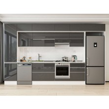 Alvinka 400X240 cm High Gloss Mutfak Dolabı MBB-E90B50S60-1 Antrasit - Suntalam