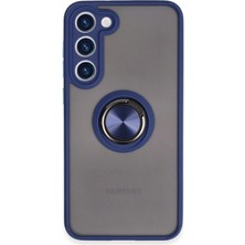 TE Dükkan Buğz Samsung Galaxy S23 Plus Kılıf Montreal Yüzüklü Silikon Kapak - Lacivert