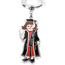 Moncuk Design Kız Mezun Öğrenci Metal Anahtarlık