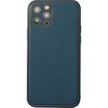 TE Dükkan Buğz Iphone 12 Pro Max Kılıf Coco Deri Silikon Kapak - Mavi