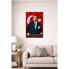 Arvion Mustafa Kemal Atatürk – Kırmızı Zemin Türk Bayrağı Cam Tablo