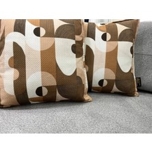Nivemes Home Nıvemeshome Geometrik Bej-Kahve Desenli 45X45 Kırlent Kılıfı
