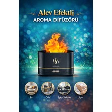 PremiumPort Alev Efektli Hava Nemlendirici ve Aroma Difüzör, LED Işıklı, Sessiz Buhar Makinesi