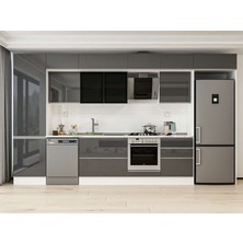 Alvinka 400X240 cm High Gloss Mutfak Dolabı MBB-E80B60S60-3 Antrasit - Mdf