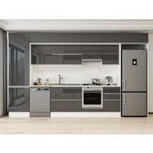 Alvinka 400X240 cm High Gloss Mutfak Dolabı MBB-E90B60S50-1 Antrasit - Mdf