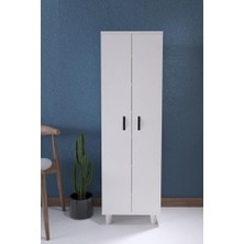 Kzy Mobilya Selena 6 Raflı 7 Bölmeli Fonksiyonel Raflı Çok Amaçlı Dolap Beyaz