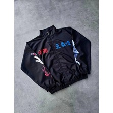 Beta Moda Hub Fermuarlı Dijital Baskılı Rüzgarlık - Siyah