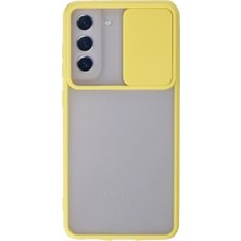 TE Dükkan Buğz Samsung Galaxy S21 Fe Kılıf Palm Buzlu Kamera Sürgülü Silikon - Sarı