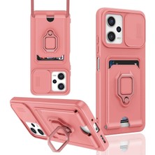 TE Dükkan Buğz Xiaomi Poco X5 5g Kılıf Zuma Kartvizitli Yüzüklü Silikon - Pembe