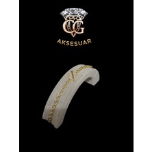 Cg Aksesuar Altın Renkli Kilit Detaylı Zincir Bileklik