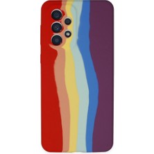 TE Dükkan Buğz Samsung Galaxy A73 5g Kılıf Ebruli Lansman Silikon - Kırmızı-Mor