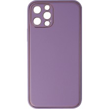 TE Dükkan Buğz Iphone 12 Pro Kılıf Coco Deri Silikon Kapak - Lila