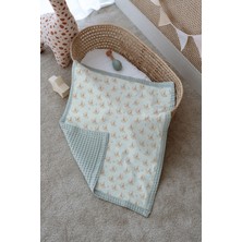 Tuğba Kuğu Çift Taraflı Bebek Battaniyesi, %100 Pamuklu Waffle Pike - Cute Rabbits