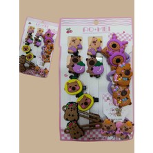 Elas Home Kapibara Bebek Çocuk Figürlü Set Toka 1 paket 14 lü