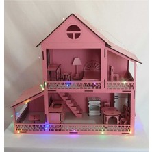 PremiumPort Çocuklar Için Ahşap LED Işıklı Oyun Evi (42X40X18 Cm)