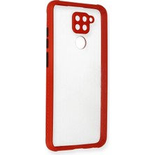 TE Dükkan Buğz Xiaomi Redmi Note 9 Kılıf Miami Şeffaf Silikon - Kırmızı