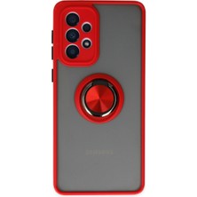 TE Dükkan Buğz Samsung Galaxy A33 5g Kılıf Montreal Yüzüklü Silikon Kapak - Kırmızı