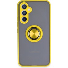 TE Dükkan Buğz Samsung Galaxy A54 5g Kılıf Montreal Yüzüklü Silikon Kapak - Sarı