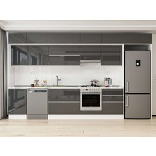 Alvinka 390X240 cm High Gloss Mutfak Dolabı MB-E80S50S60-1 Antrasit - Suntalam