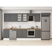 Alvinka 390X222 cm Klasik Mebran Mutfak Dolabı MB-E90S50S50-3 Antrasit - Suntalam