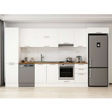 Alvinka 390X222 cm Klasik Mebran Mutfak Dolabı MBB-E90B50S50-1 Beyaz - Mdf