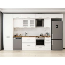 Alvinka 390X240 cm Klasik Mebran Mutfak Dolabı MBB-E90B60S40-3 Beyaz - Suntalam