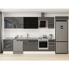 Alvinka 390X222 cm High Gloss Mutfak Dolabı MB-E90S60S40-3 Antrasit - Mdf