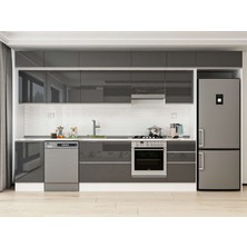 Alvinka 390X240 cm High Gloss Mutfak Dolabı MB-E90S50S50-1 Antrasit - Suntalam