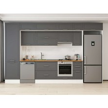 Alvinka 390X240 cm Klasik Mebran Mutfak Dolabı MBB-E90B60S40-1 Antrasit - Mdf