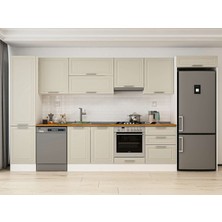 Alvinka 390X222 cm Klasik Mebran Mutfak Dolabı MBB-E80B50S60-1 Kumtaşı - Suntalam