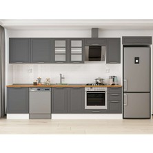 Alvinka 390X222 cm Klasik Mebran Mutfak Dolabı MB-E90S60S40-3 Antrasit - Suntalam