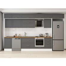 Alvinka 390X240 cm Klasik Mebran Mutfak Dolabı MB-E90S50S50-2 Antrasit - Mdf