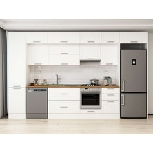 Alvinka 390X240 cm Klasik Mebran Mutfak Dolabı MBB-E90B50S50-1 Beyaz - Mdf